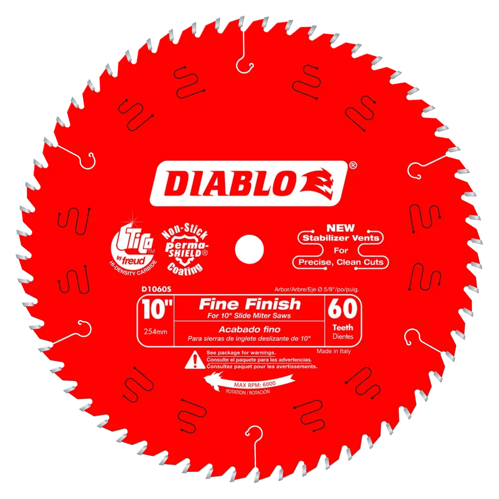 10 in. x 60 Tooth Fine Finish Slide Miter Saw Blade - 5 per Order