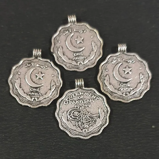 10 Pcs Pack, Oxidized Coin Bead Charms for Making Jewellery 24x20mm Coin Pendant Charms