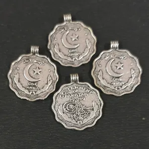 10 Pcs Pack, Oxidized Coin Bead Charms for Making Jewellery 24x20mm Coin Pendant Charms