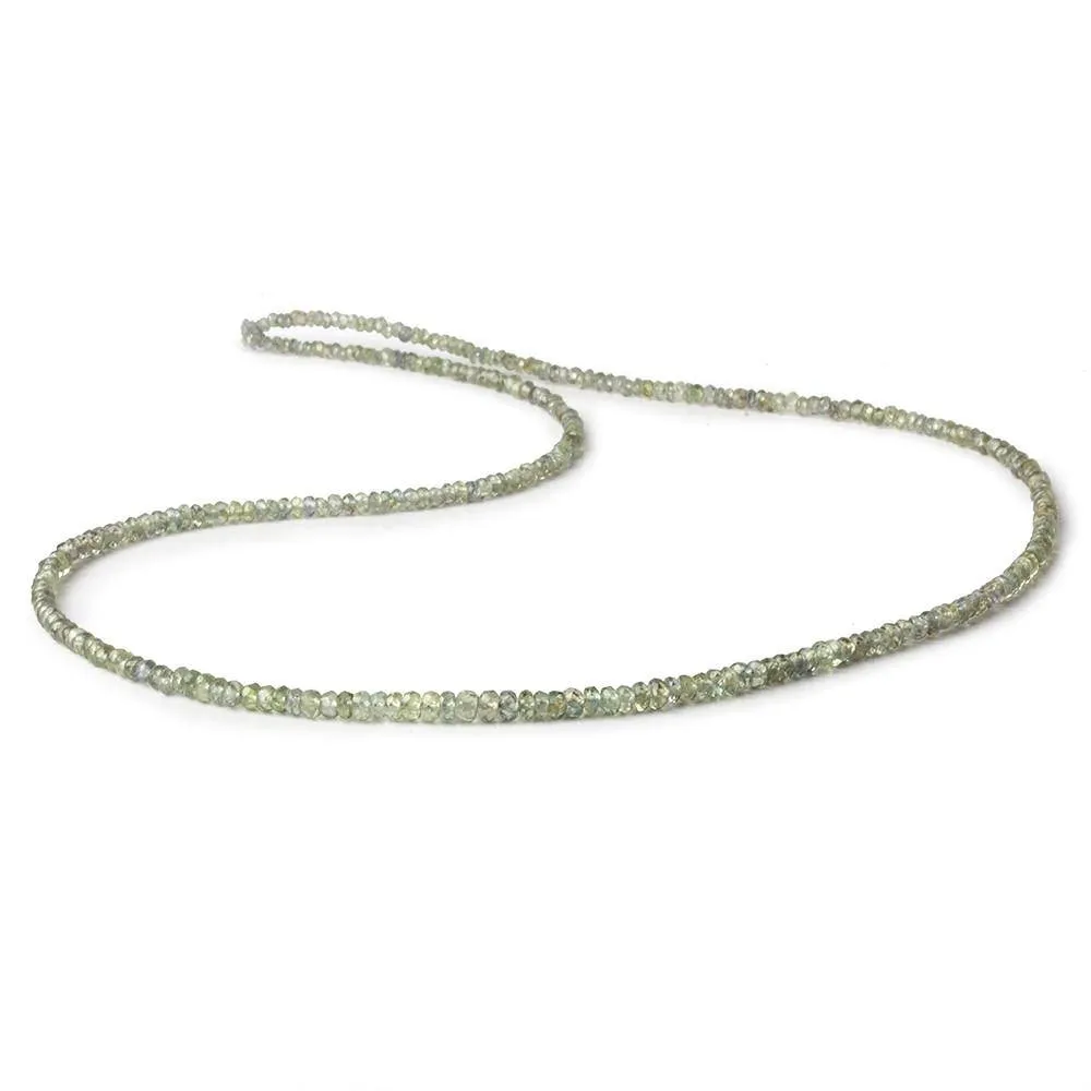 1.5-3mm Sage Green Songea Sapphire Faceted Rondelle Beads 16 inch 250 pcs