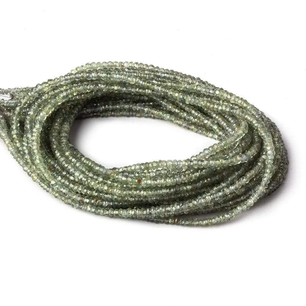 1.5-3mm Sage Green Songea Sapphire Faceted Rondelle Beads 16 inch 250 pcs