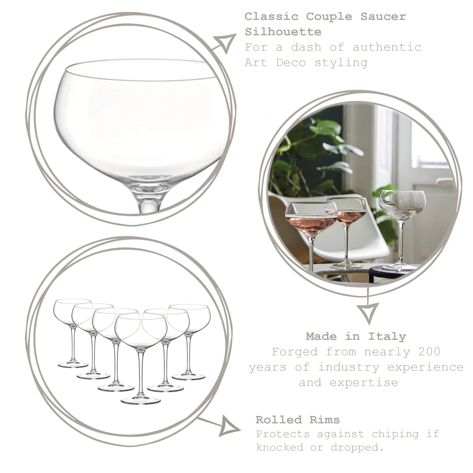 305ml Bartender Champagne Saucers - Pack of Six - By Bormioli Rocco