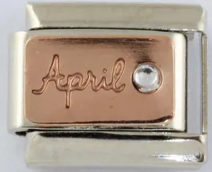 9mm Rose Gold Month Charm - April