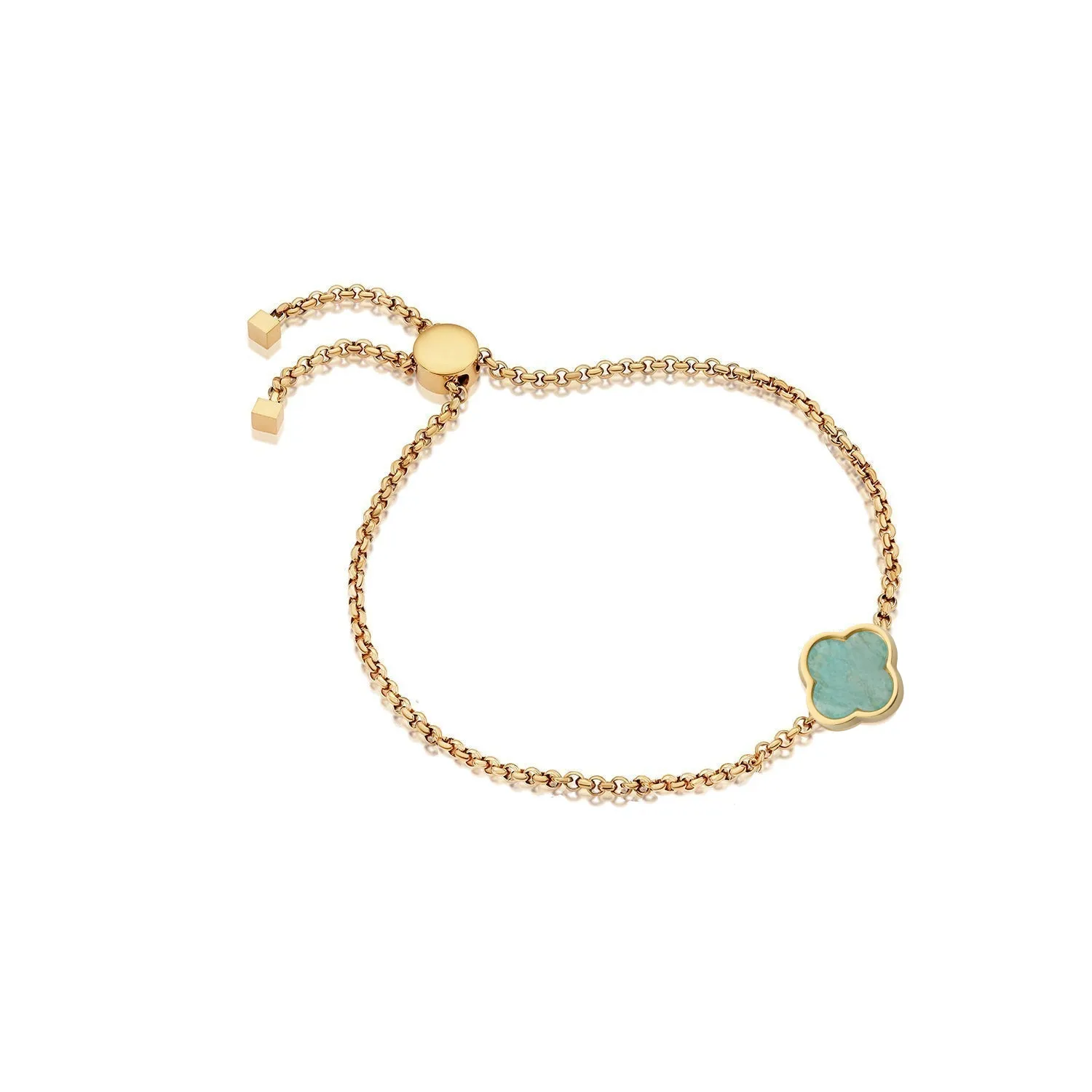 Amazonite Clover Custom Name Bracelet (Gold)