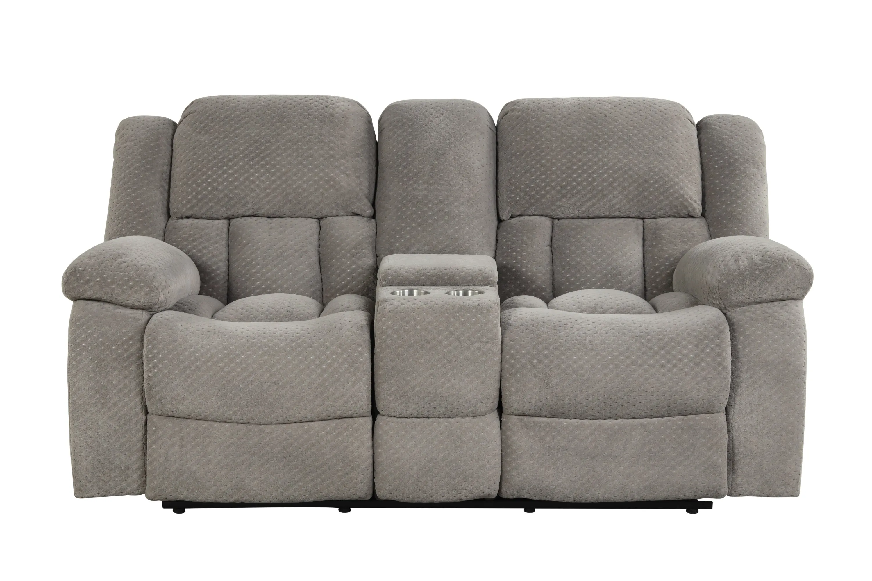 Armada Manual Recliner 2 Pc Living Room Set Made with Chenille Fabric in Gray