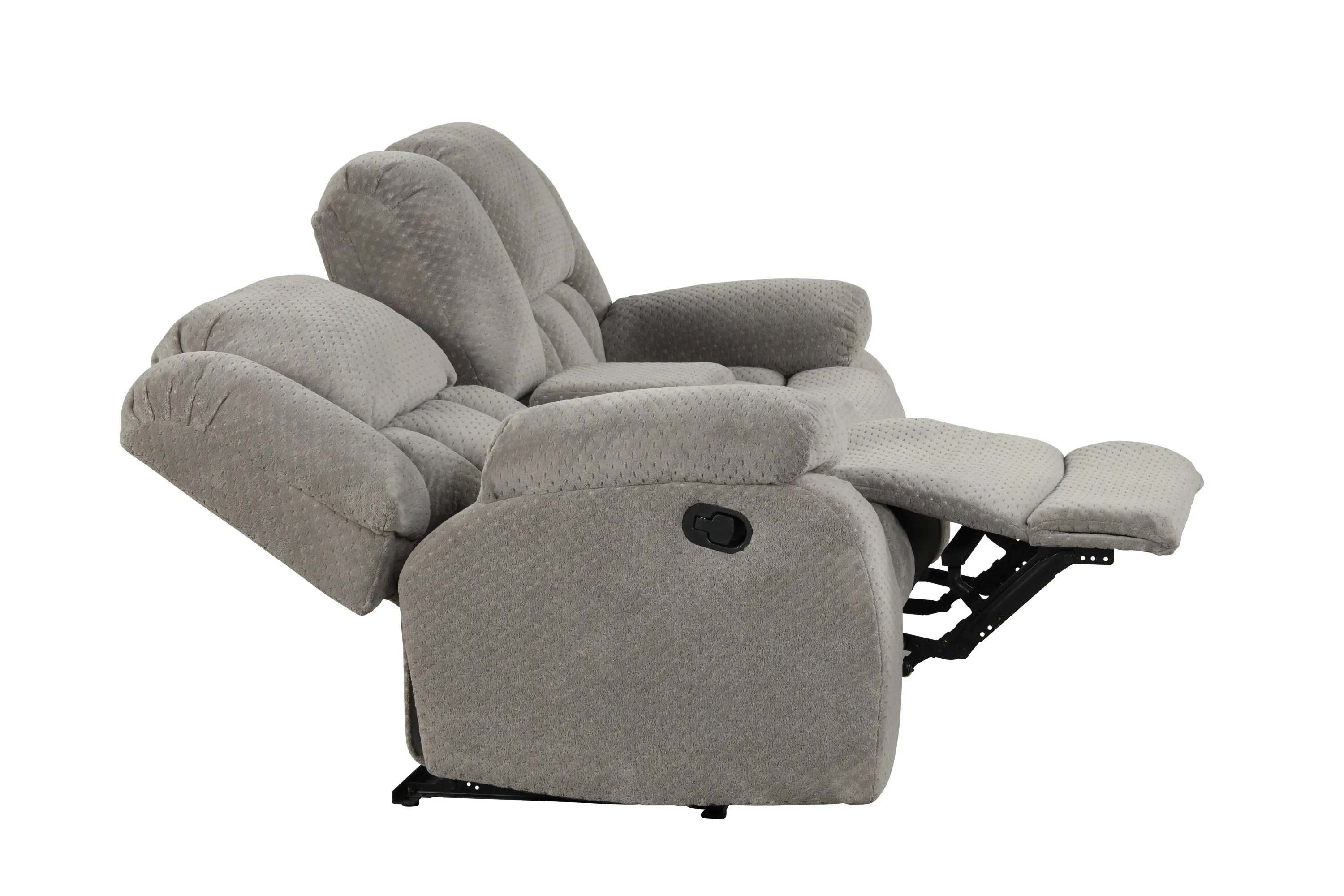 Armada Manual Recliner 2 Pc Living Room Set Made with Chenille Fabric in Gray