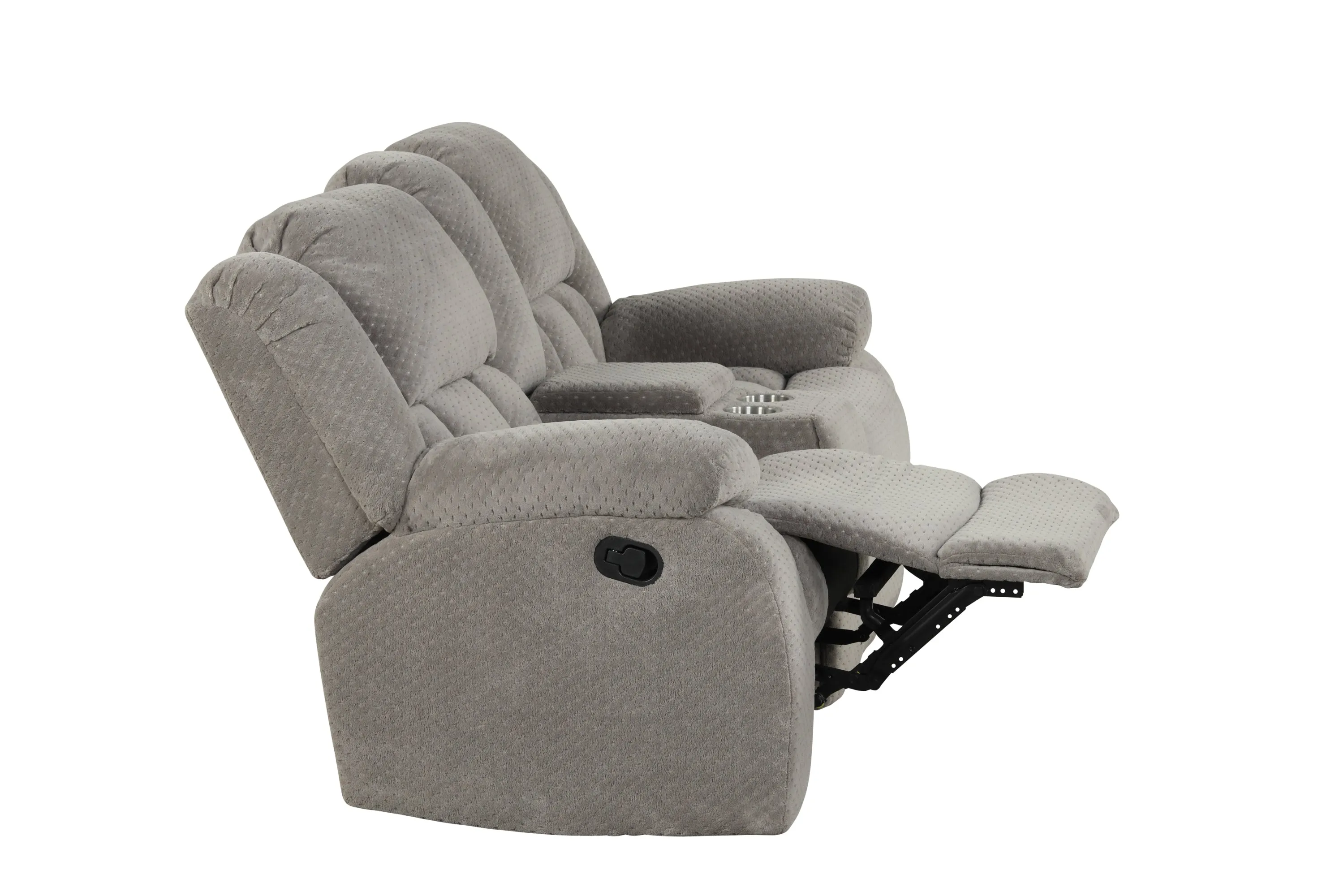 Armada Manual Recliner 2 Pc Living Room Set Made with Chenille Fabric in Gray