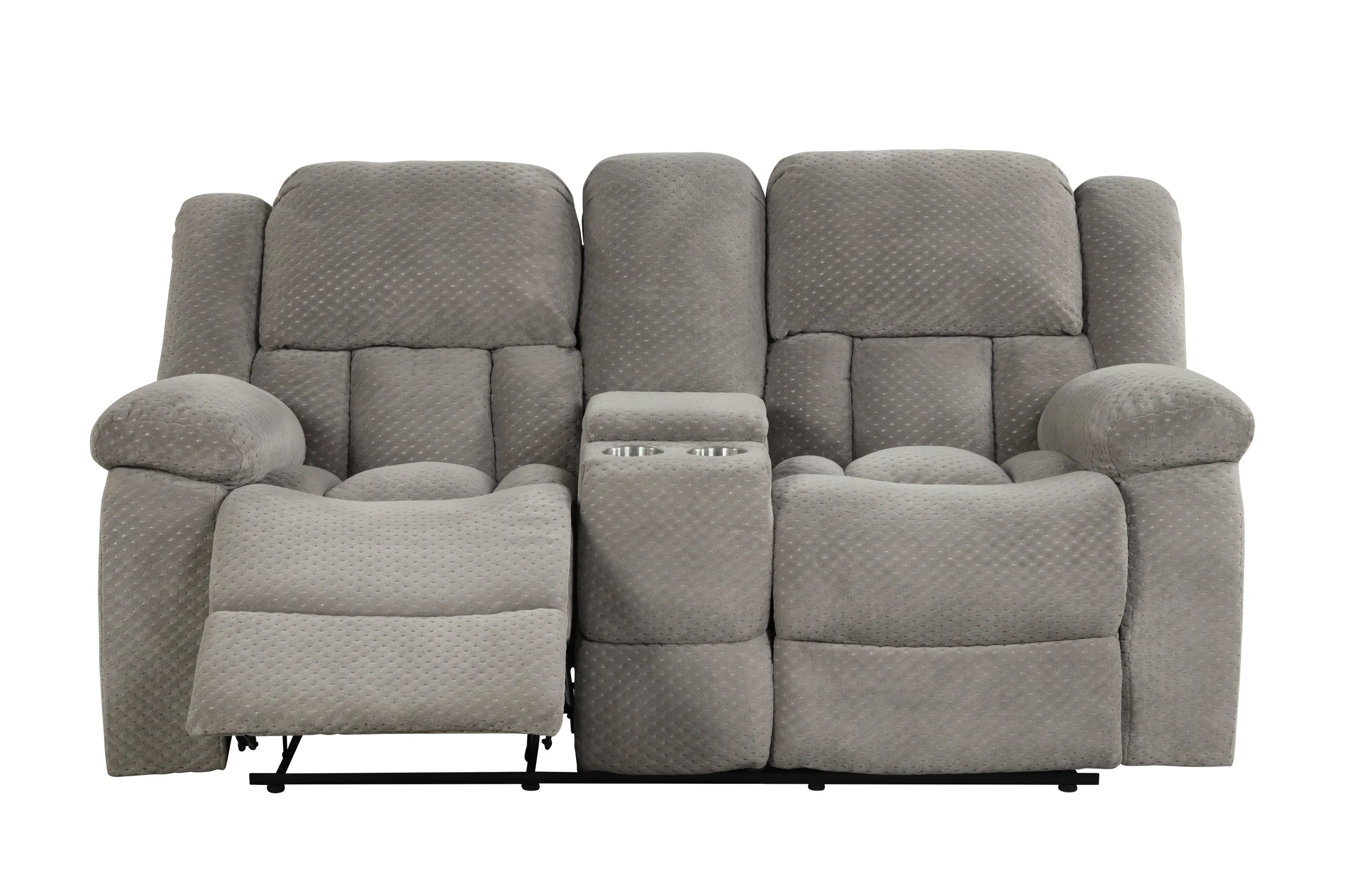 Armada Manual Recliner 2 Pc Living Room Set Made with Chenille Fabric in Gray