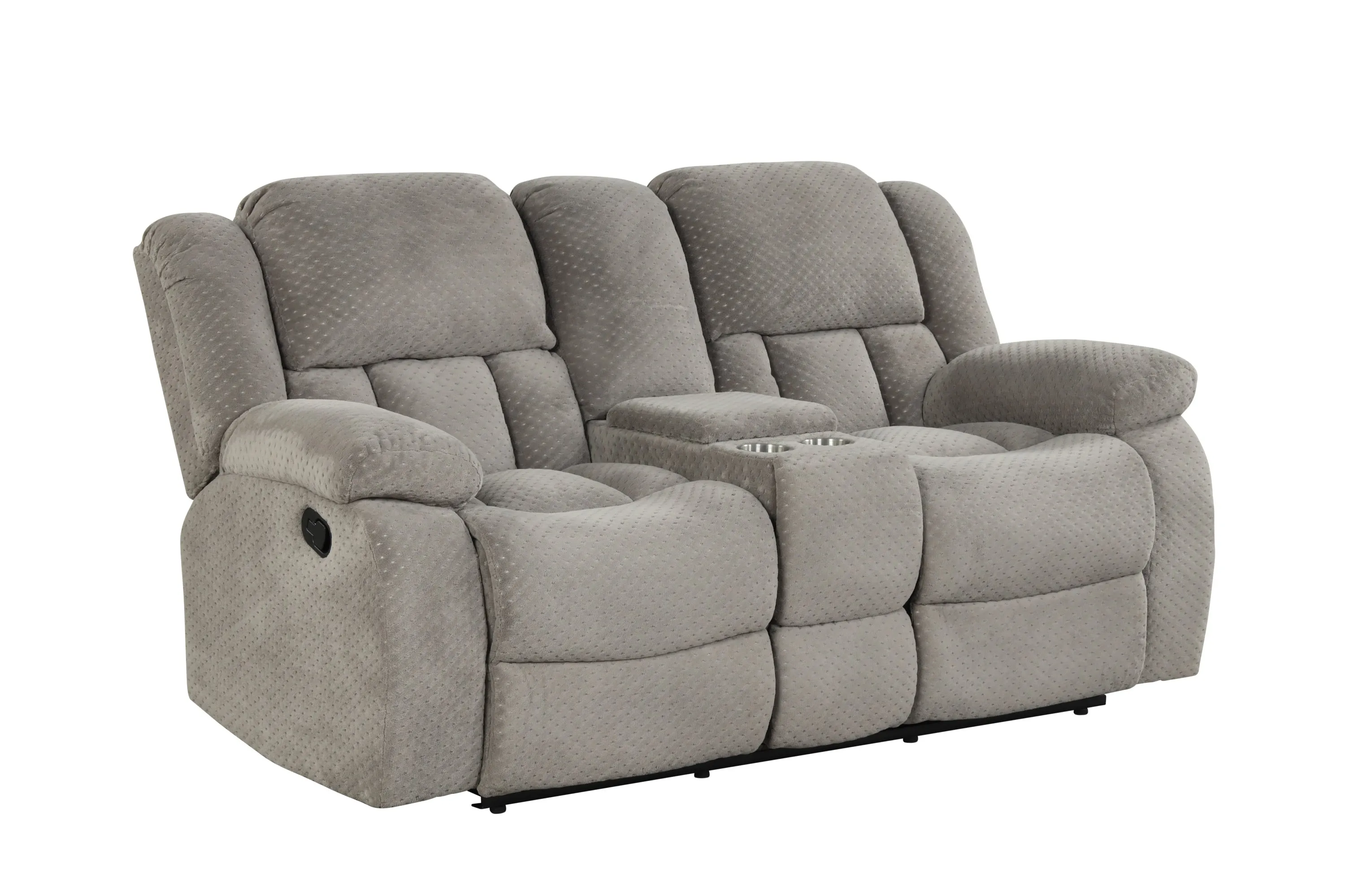 Armada Manual Recliner 2 Pc Living Room Set Made with Chenille Fabric in Gray