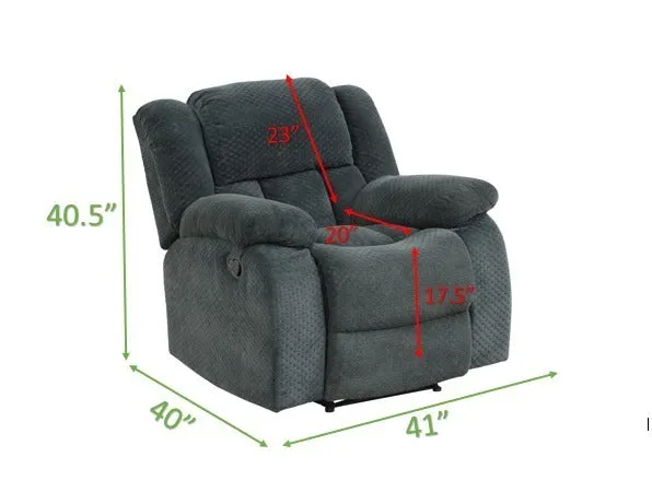 Armada Manual Recliner Chair Made with Chenille Fabric in Green