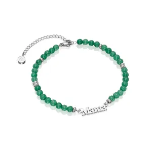 Birthstone Beaded Name Bracelet (Silver)