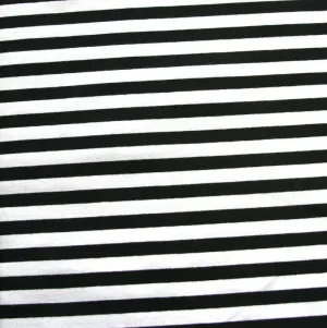 Black and White 3/8 inch wide Stripe Cotton Lycra Knit Fabric