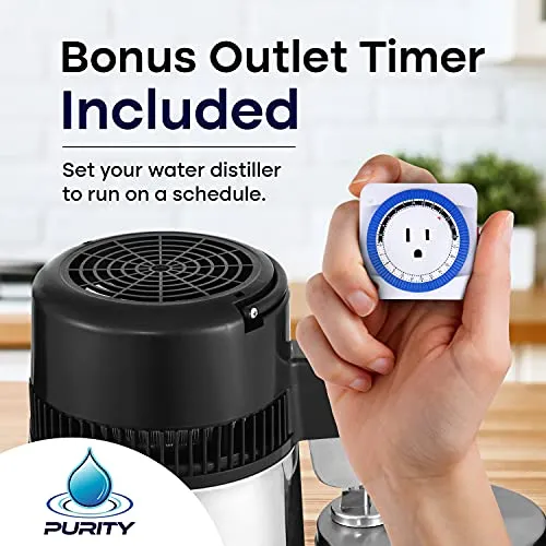 Countertop Water Distiller Machine- Stainless Steel Distilled Water Maker- Water Distillers for Home Countertop- 4L Complete Distilled Water Machine Kit w/Outlet Timer, TDS Meter & 6 Filters