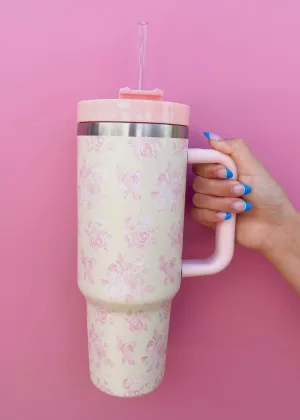 Cream & Pink Floral 40oz Tumbler