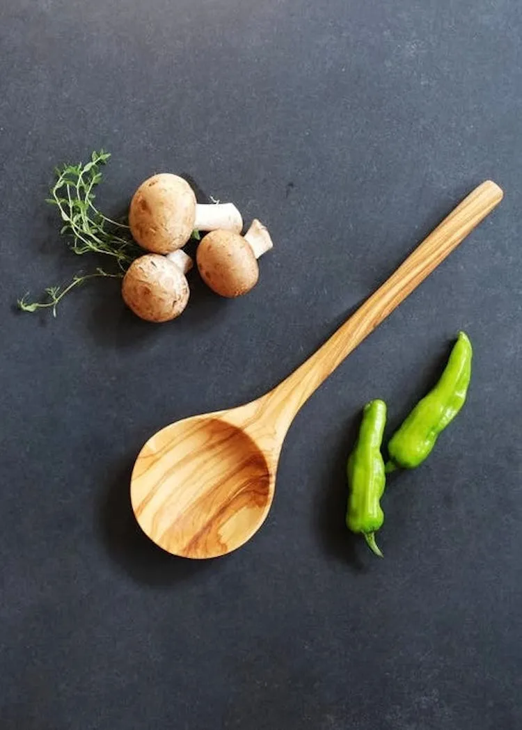 Deep Olive Wood Serving Spoon