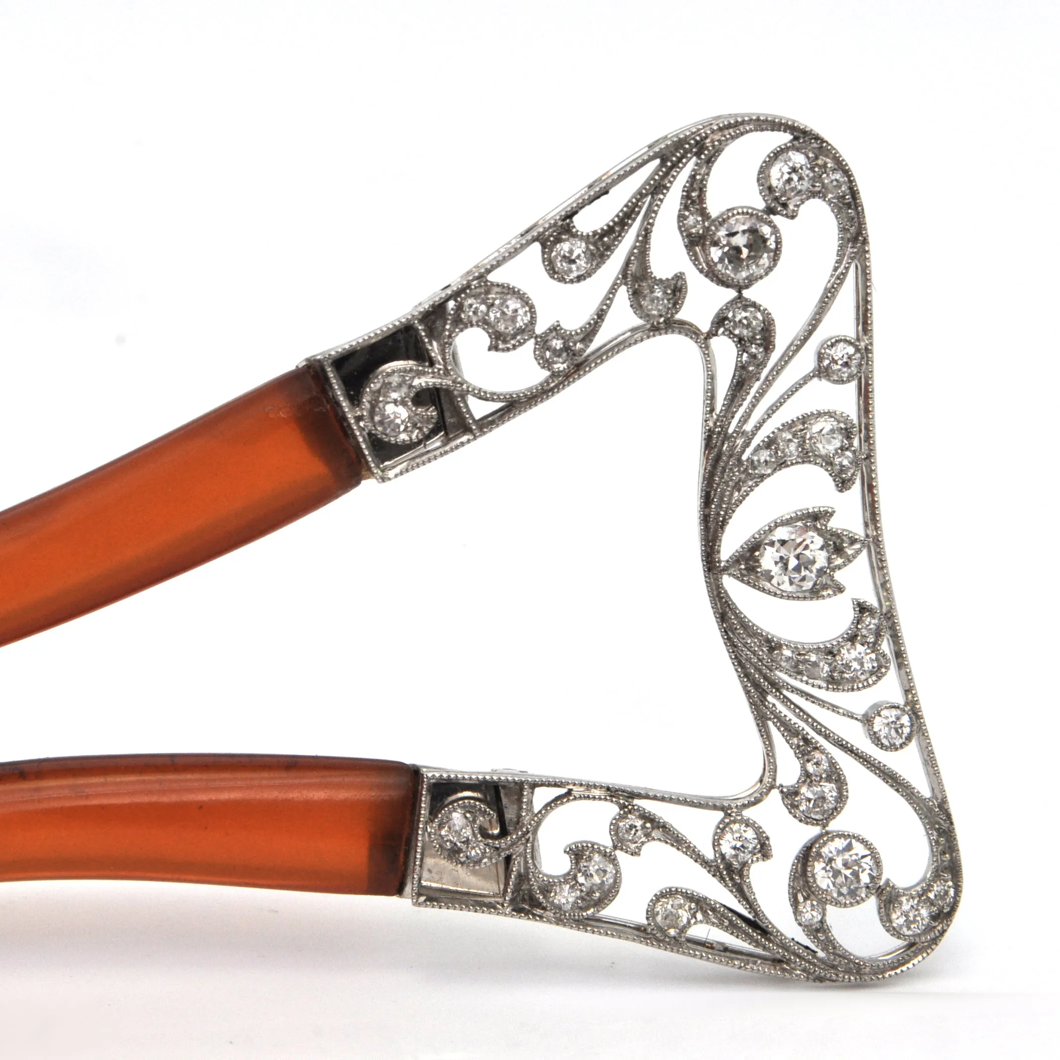 Edwardian Platinum and Tortoiseshell 0.87ct Diamond Hinged Hair Pin C.1900 By T.B Starr