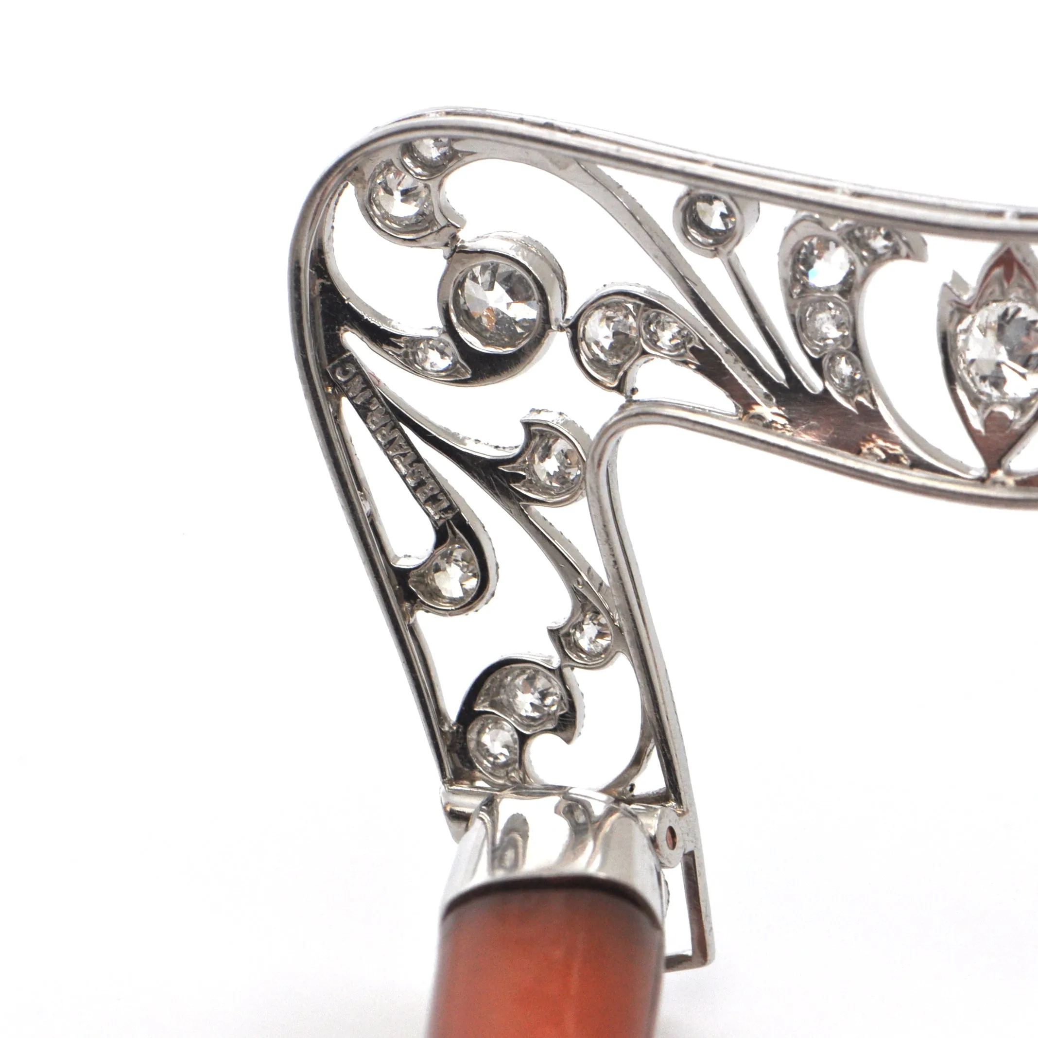 Edwardian Platinum and Tortoiseshell 0.87ct Diamond Hinged Hair Pin C.1900 By T.B Starr