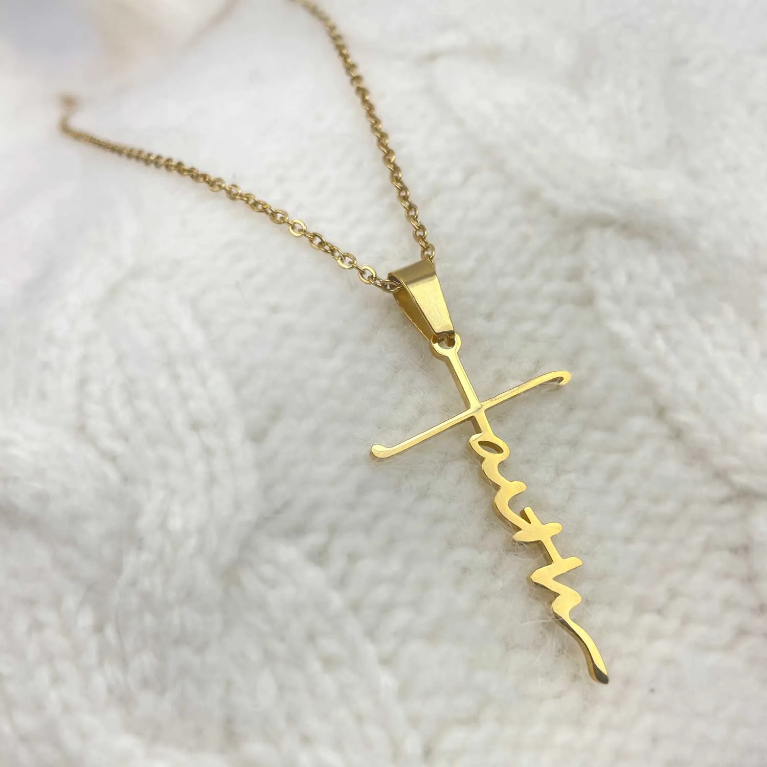 Faith Cross Necklace - Stainless Steel Pendant Necklace