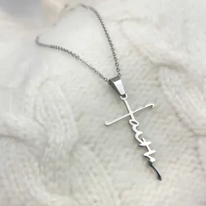 Faith Cross Necklace - Stainless Steel Pendant Necklace