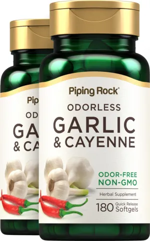 Garlic 1000 mg & Cayenne 150 mg, 180 Quick Release Softgels, 2  Bottles