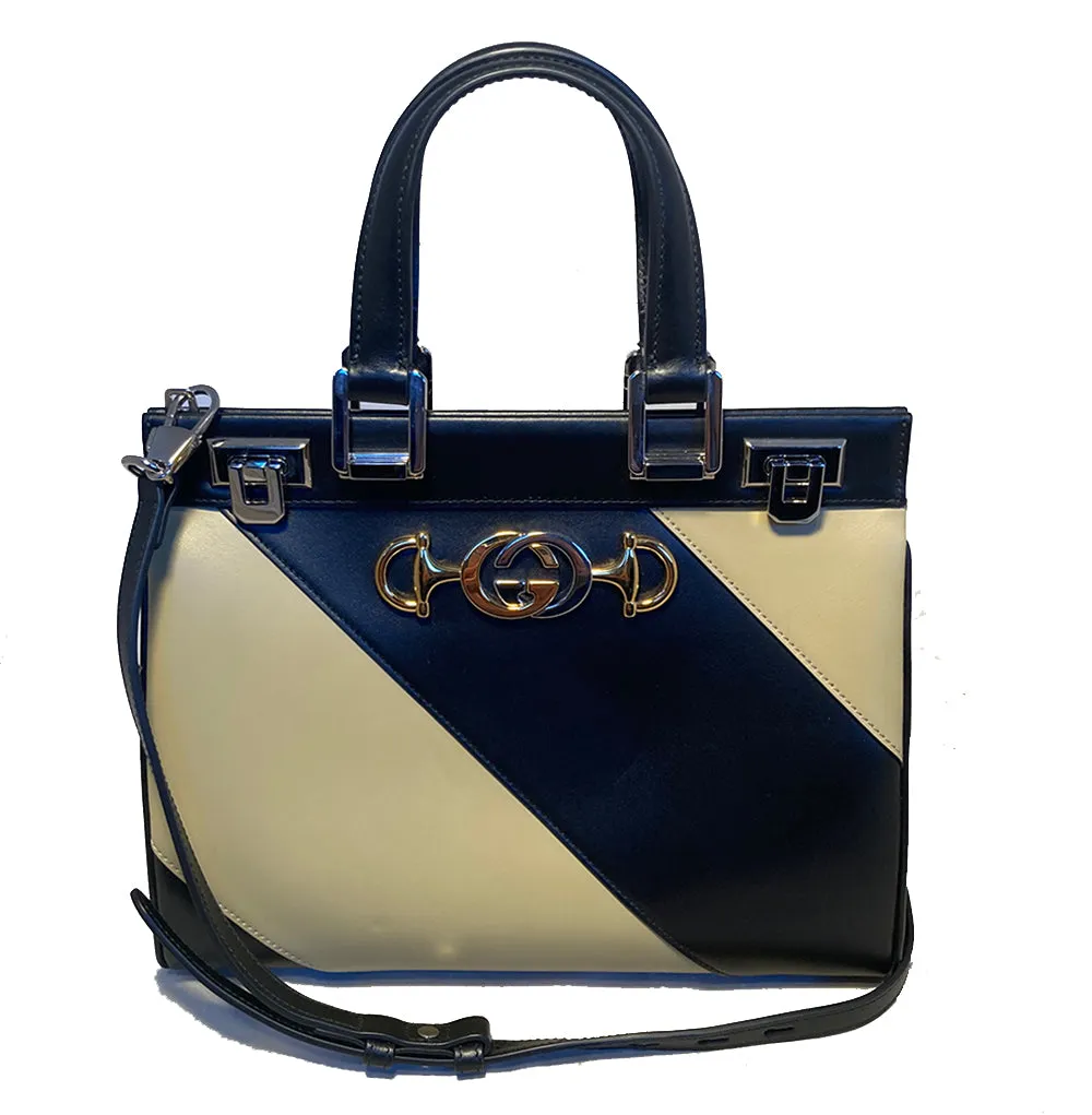 Gucci Zumi Shibuya Black and Tan Medium Top Handle Bag