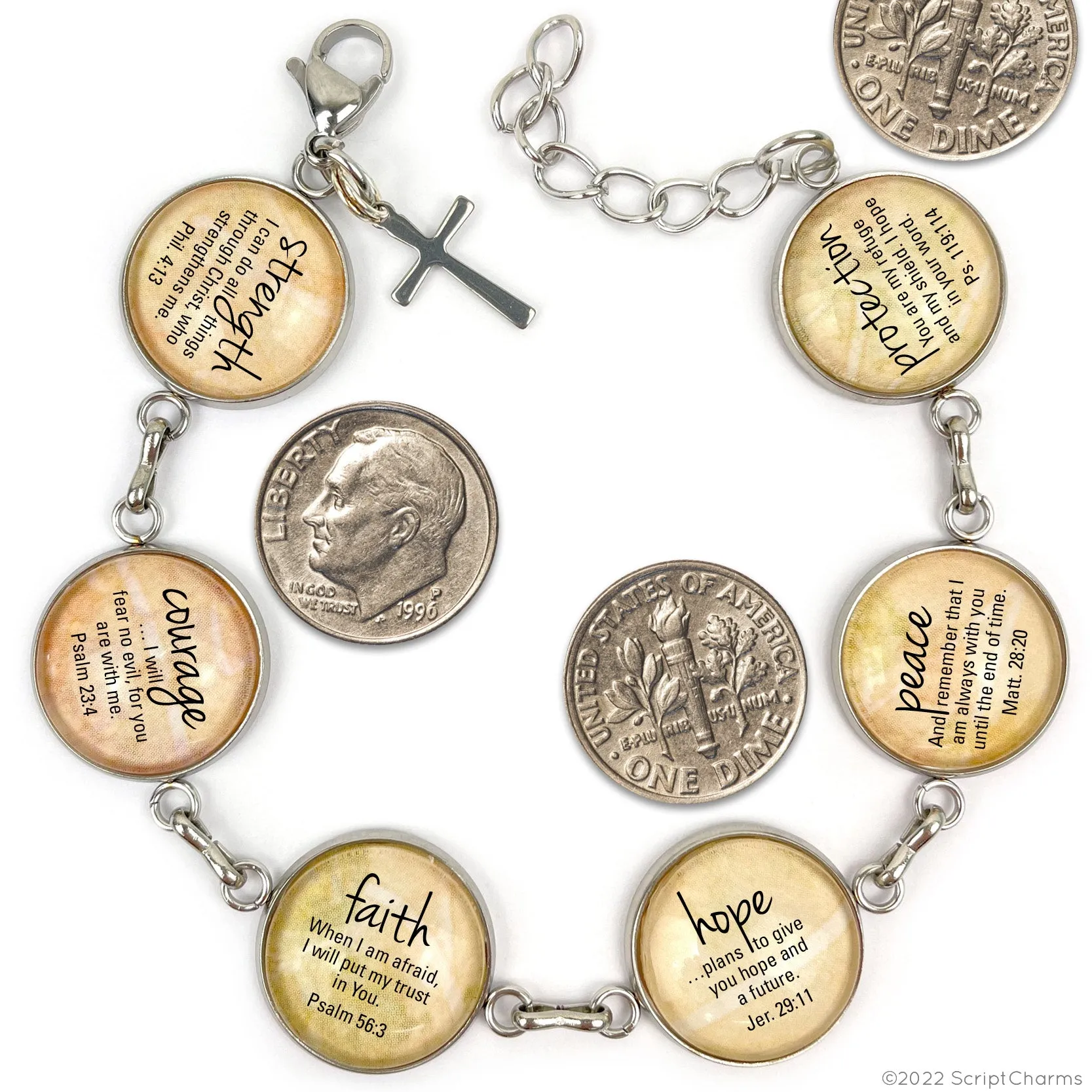 Jesus, Hope to the Nations! Matthew 12:21 Scripture Bracelet – Glass Charm Stainless Steel Bible Verse Bracelet