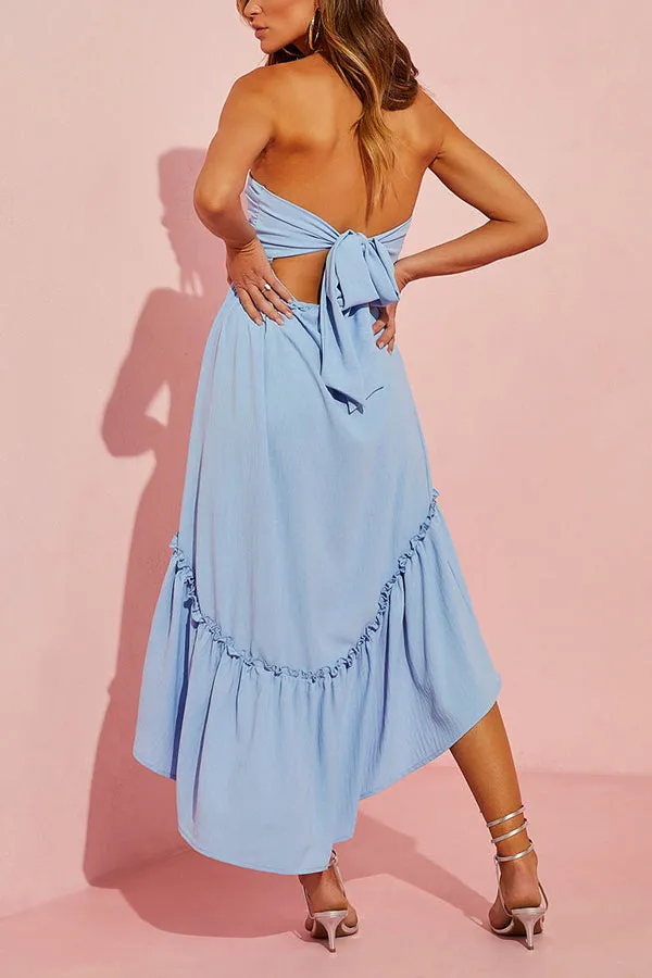 Jorga strapless midi dress blue