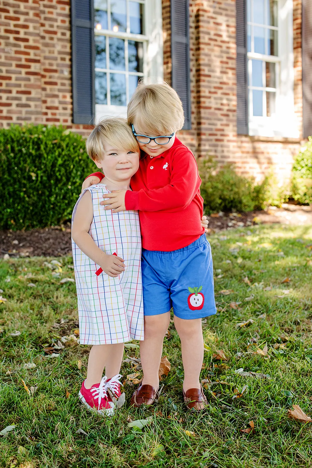 Long Sleeve Prim & Proper Polo & Onesie - Richmond Red with Worth Avenue White Stork