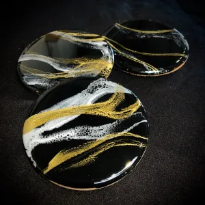 Luxe Resin Coaster - Black/Gold