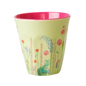 Medium Cup - Pastel Green - Summer Flowers Print