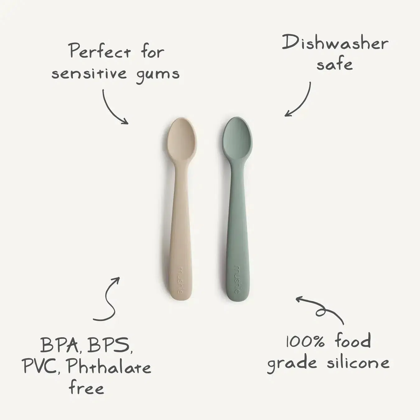 Mushie - Silicone Feeding Spoons - 2 Pack