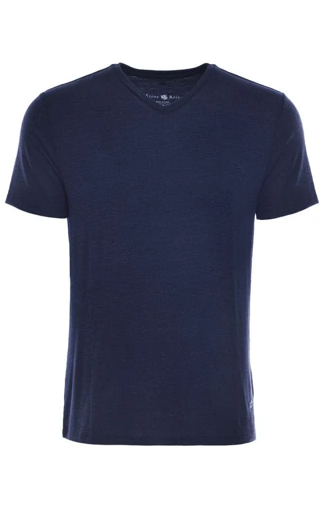 Navy Flame Knit V-Neck T-Shirt