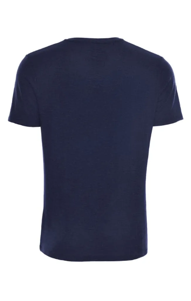 Navy Flame Knit V-Neck T-Shirt