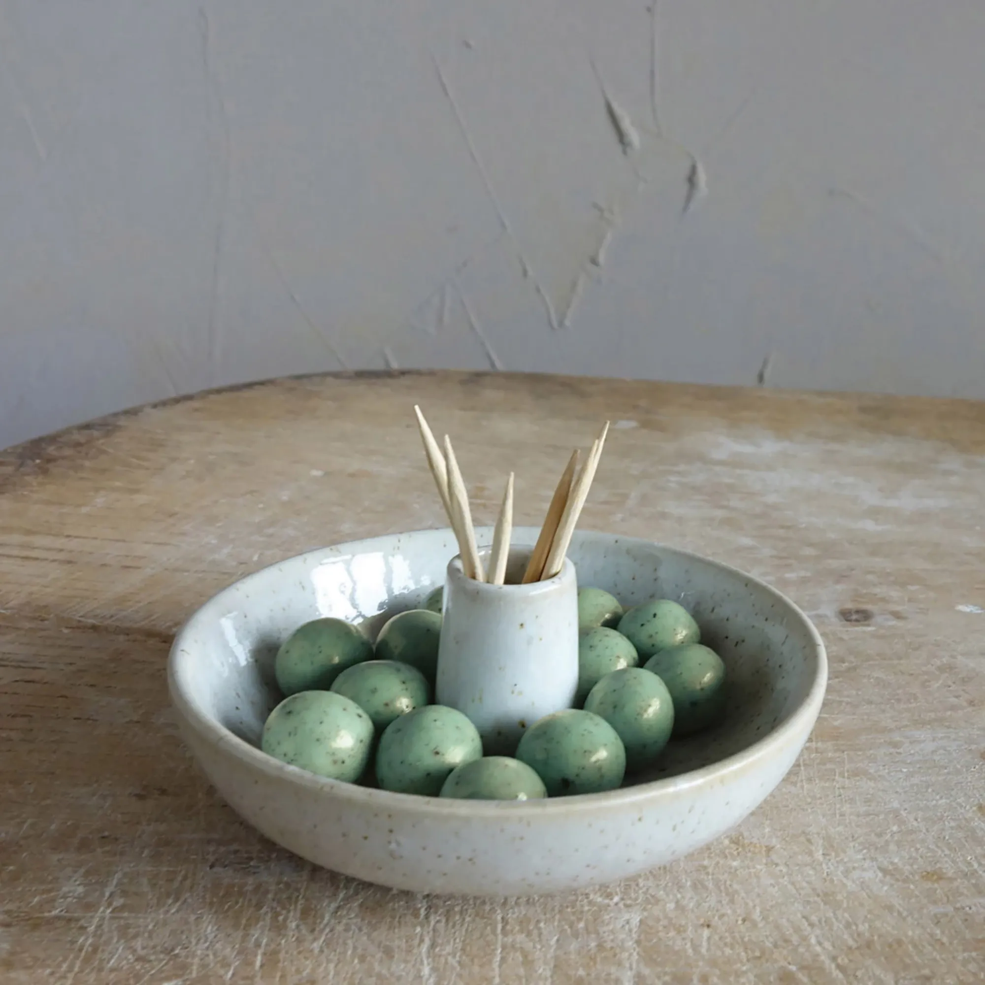 Olive Dish with Toothpick Holder