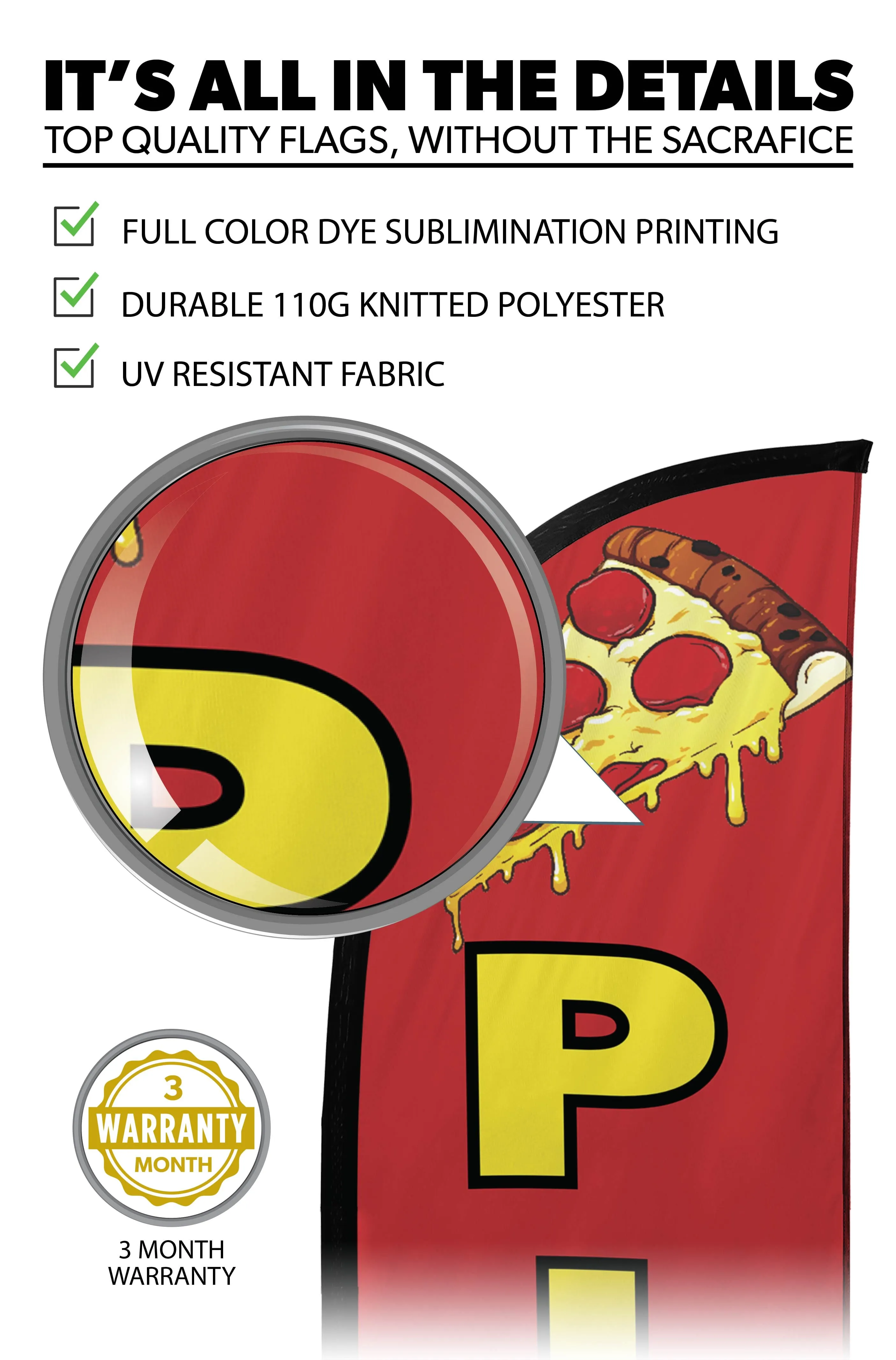 Pizza Slices Feather Flag Red