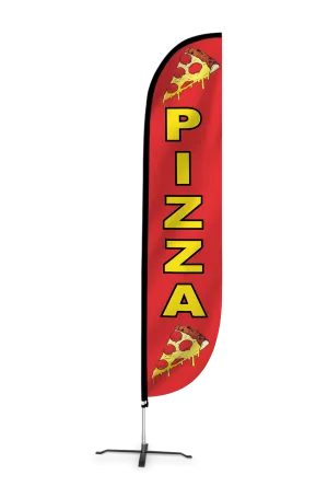 Pizza Slices Feather Flag Red