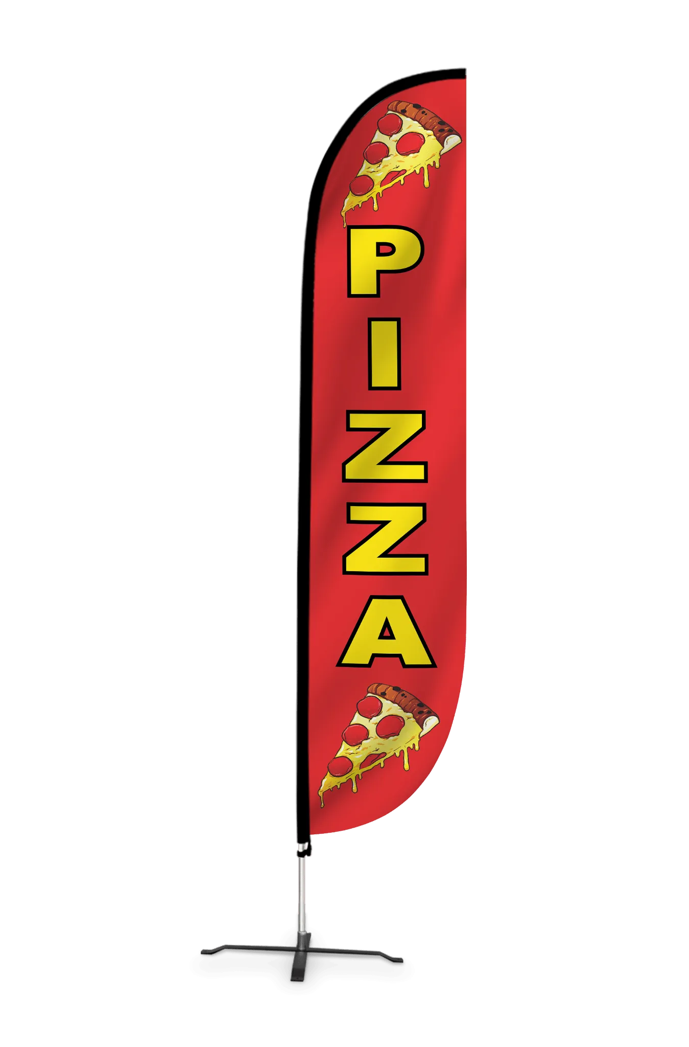 Pizza Slices Feather Flag Red