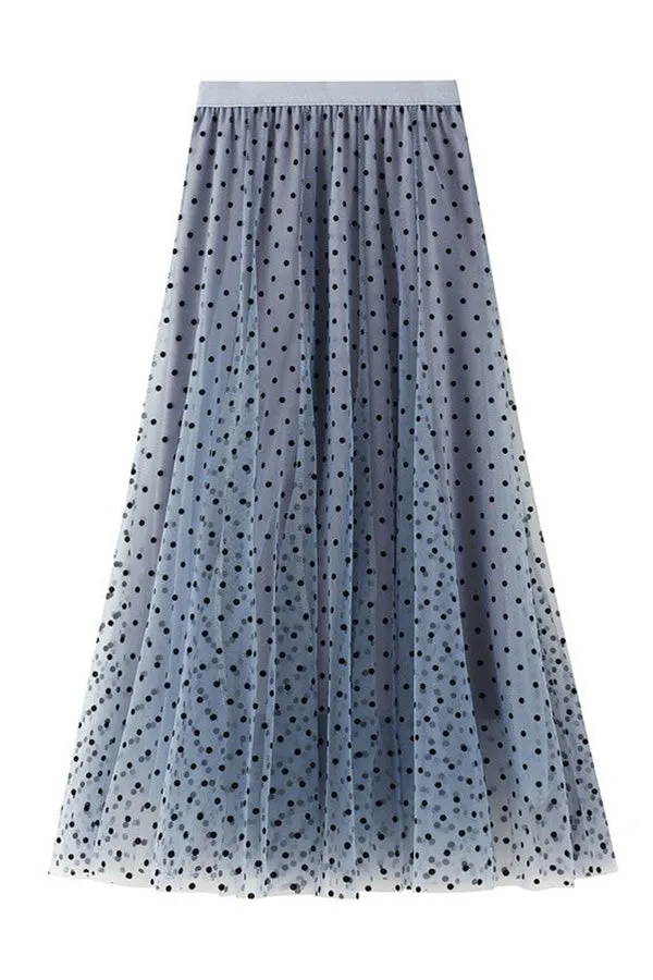 Polka dot high waist gauze skirt princess dress