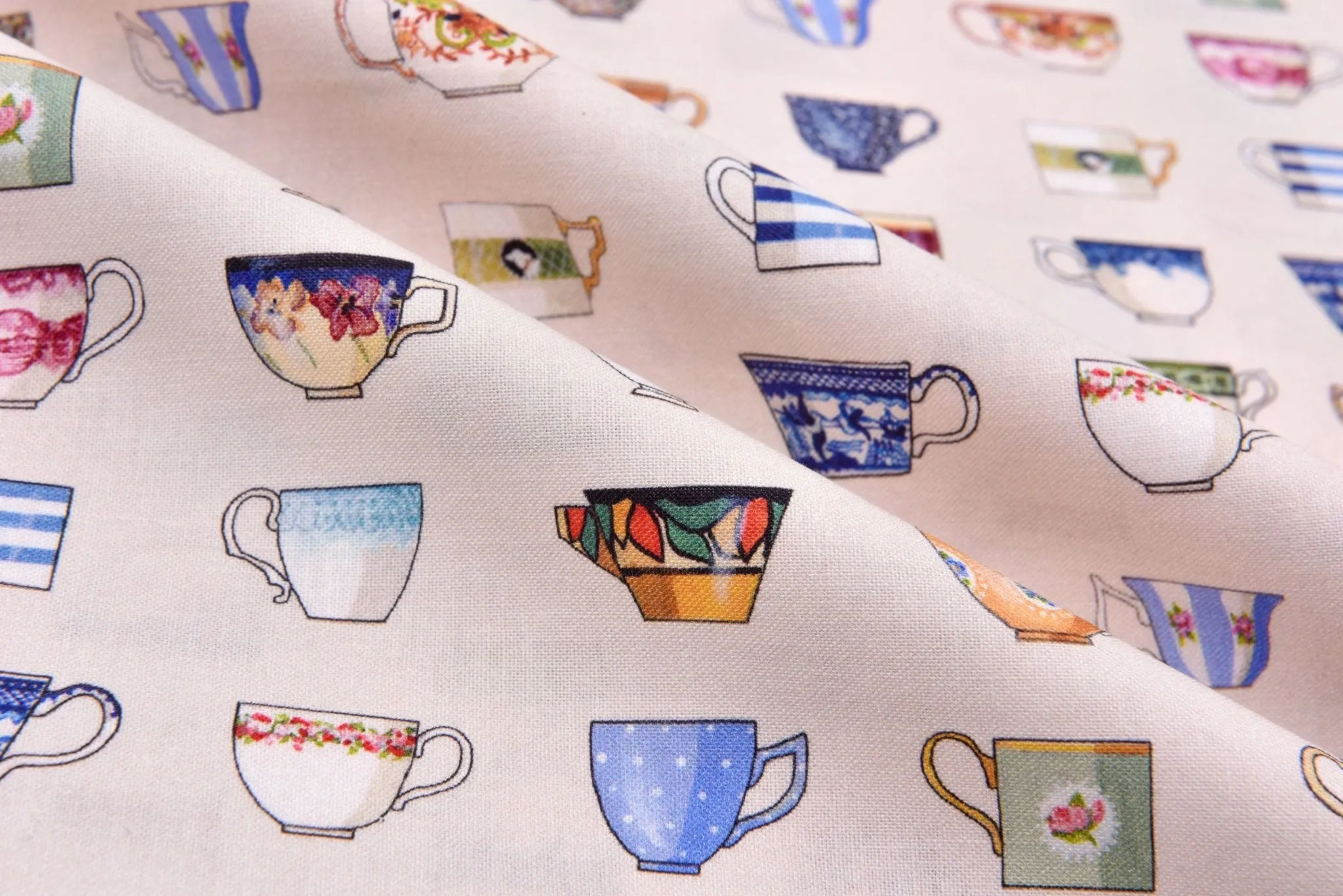 Quilted Cotton Woven Plain Textured Cups   Digital Print Fabric - D#29