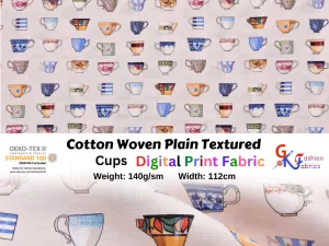 Quilted Cotton Woven Plain Textured Cups   Digital Print Fabric - D#29