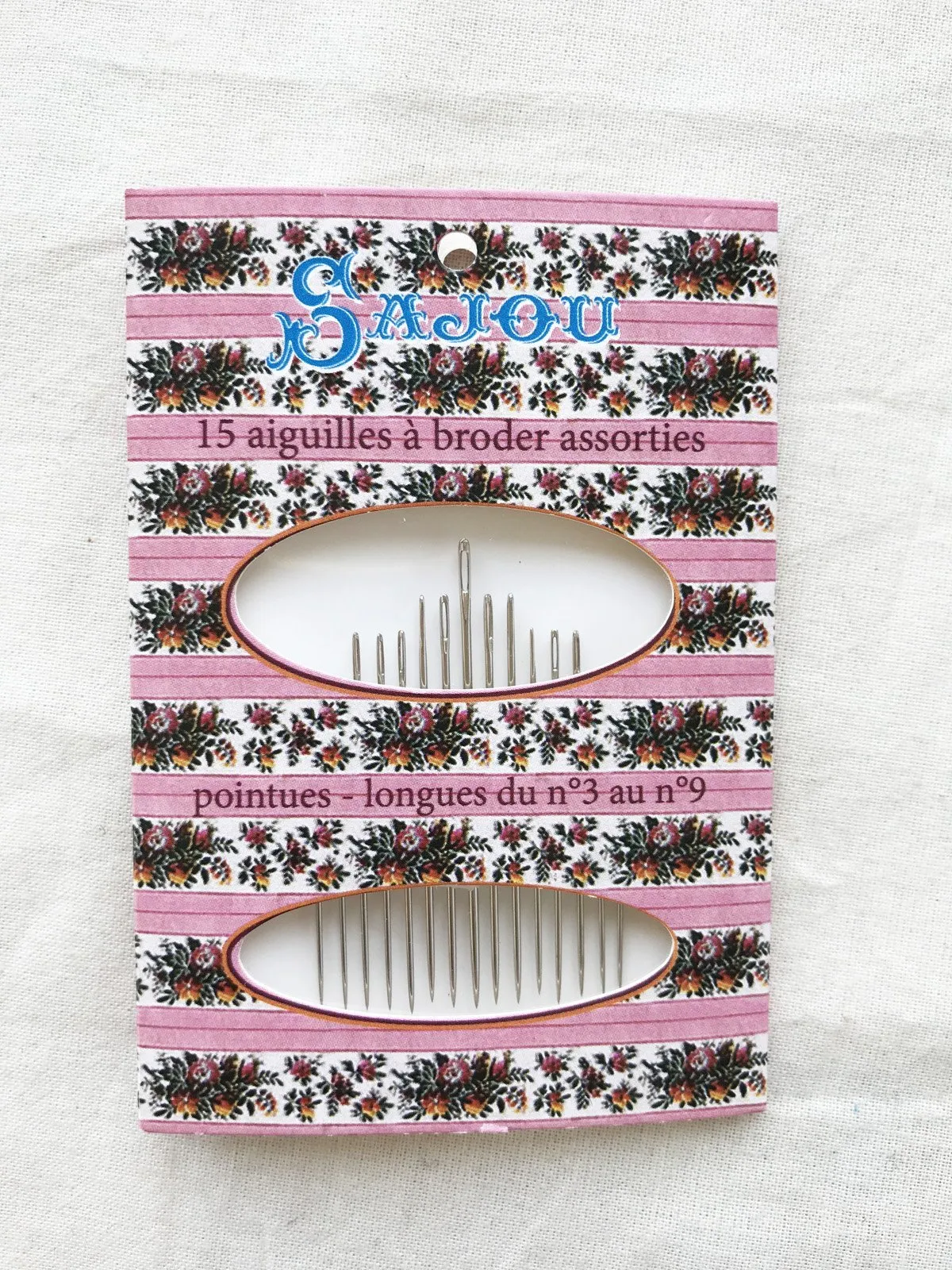 Sajou 15 Sharp Embroidery Needles size 3 to 9