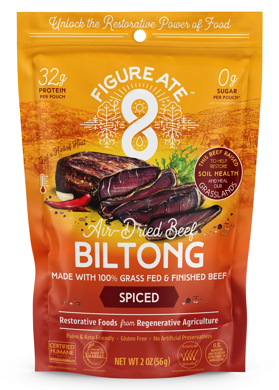 Spiced Grass Fed & Finished Beef Biltong