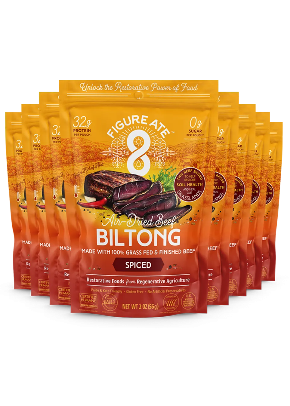 Spiced Grass Fed & Finished Beef Biltong