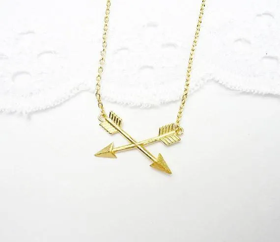 Tiny Crossing Arrows Necklace